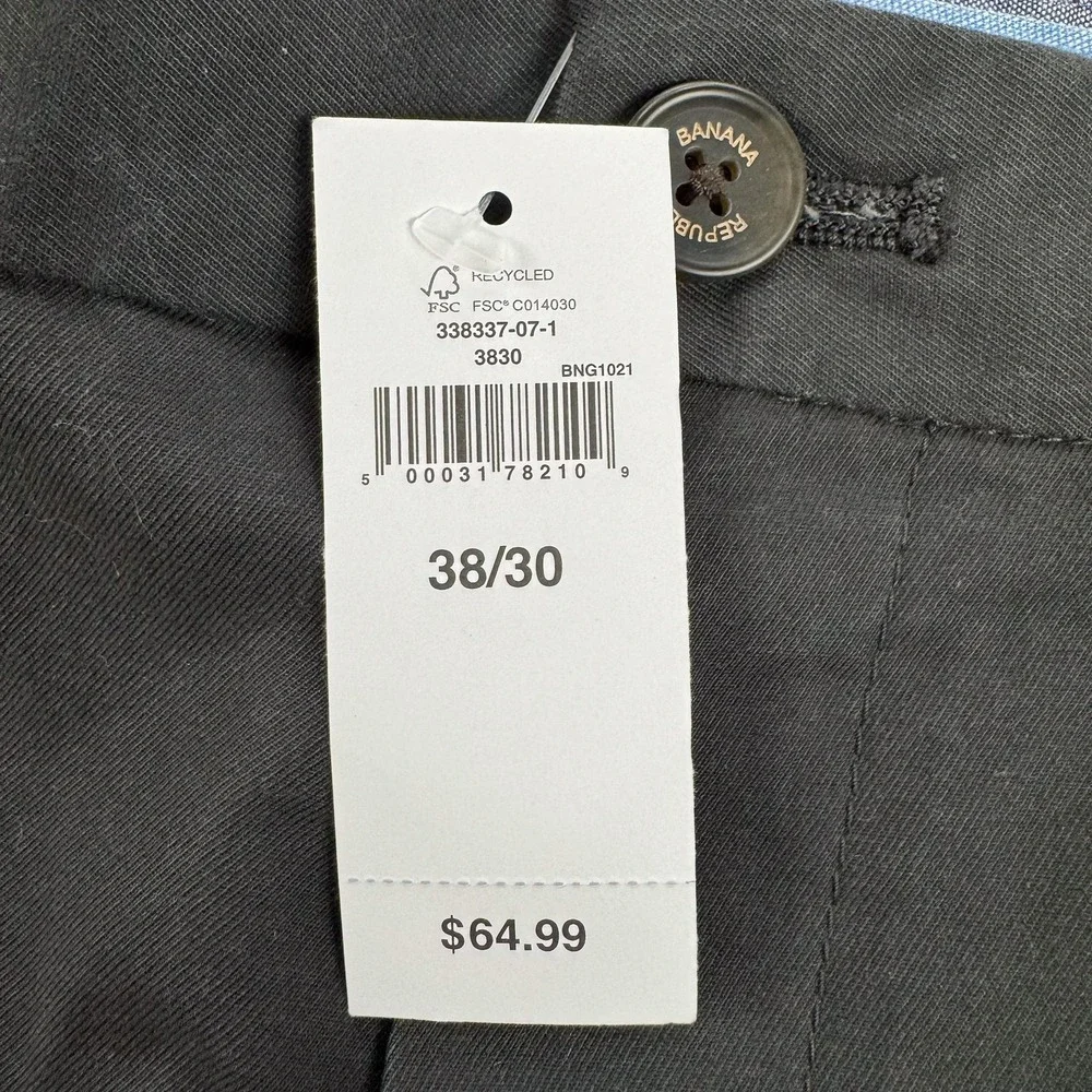 Banana Republic Mason Stretch Chino Pants Mens 38x29 Gray Slim Office NEW $65